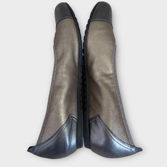 Munro Leather Ballet Flat Shoes Cap Toe Slip On Size 9.5M Shimmer Bronze Gray - Picture 6 of 13